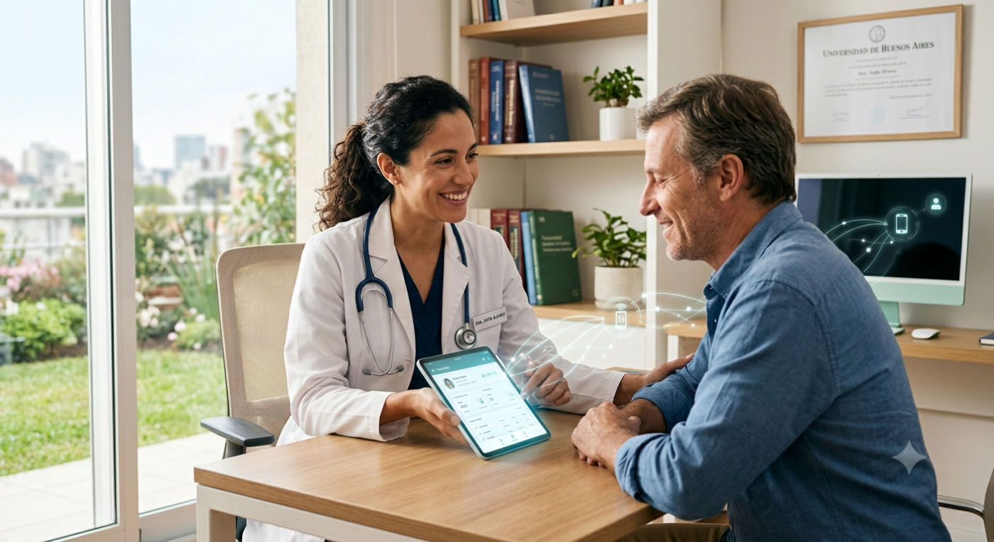 Médico especialista verificado atendiendo a un paciente